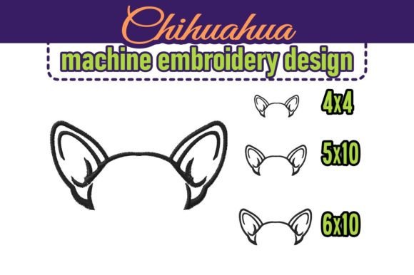 Chihuahua Dog Ears Embroidery Design