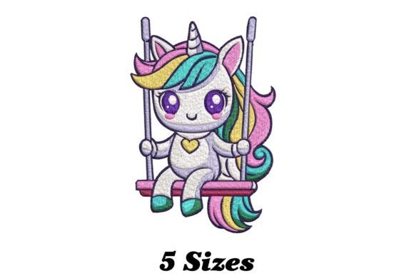 Funny Unicorn on a Swing