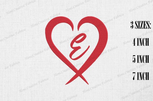 Letter E with Heart Valentine’s Day