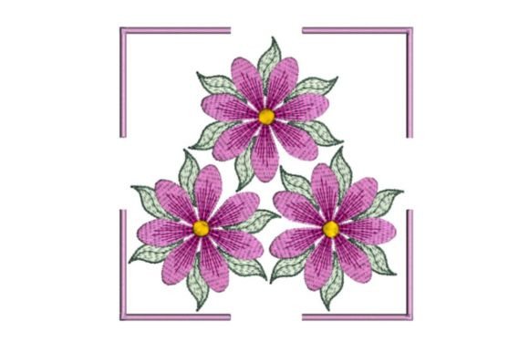Pink Floral Quilt Block Applique