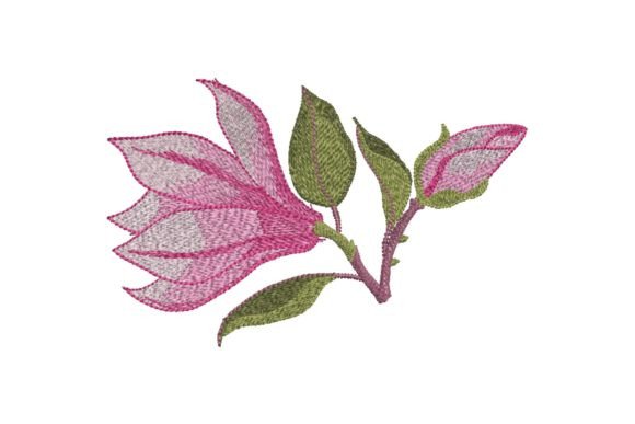 Pink Magnolia Flower Embroidery