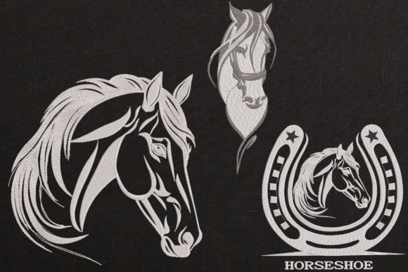 Set Horse Head and Horseshoe Farm Animal