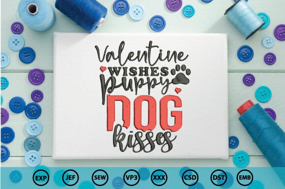 Valentine Puppy Kisses: A Whimsical Seasonal Embroidery Design