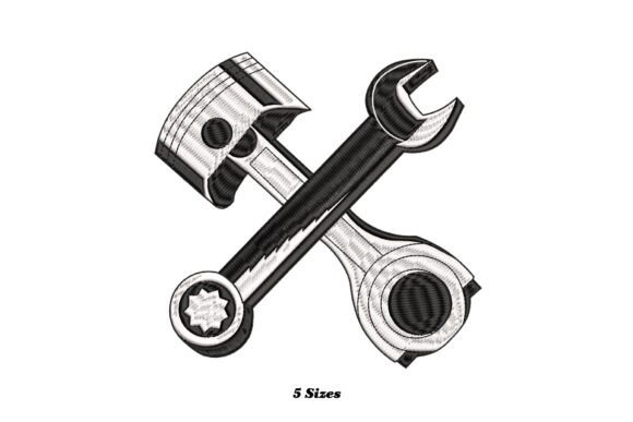Wrench Piston Embroidery Design